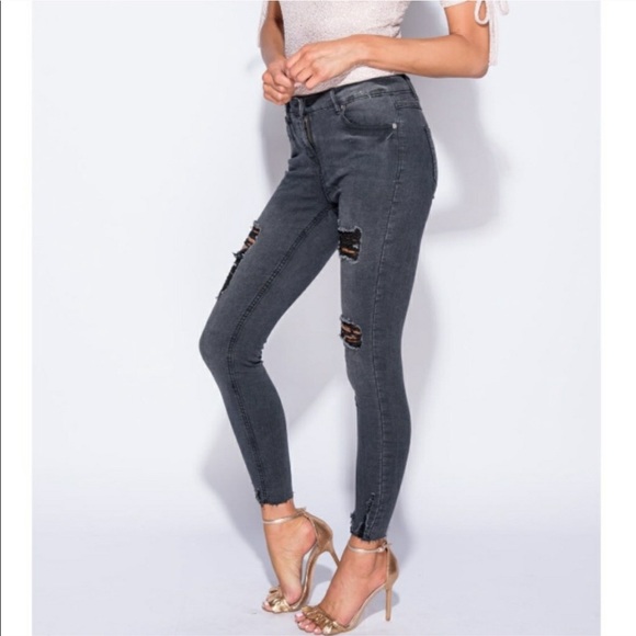 Black Distressed Skinny Jeans - Picture 2 of 3